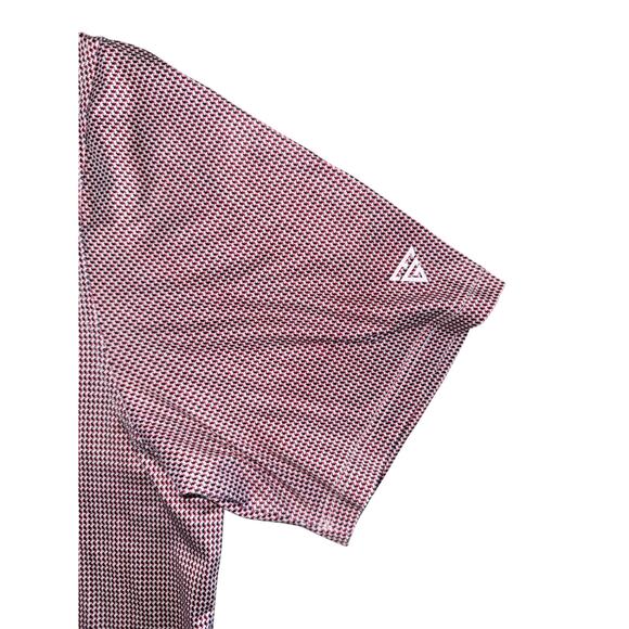 Maelreg Men’s XL Performance Polo Red Black Micro Check Golf Shirt Stretch - Picture 5 of 9